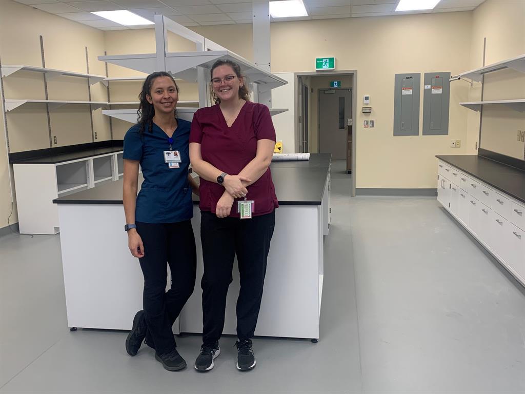 MLA/Ts Sarah and Rebecca in the newly finished Seaforth Laboratory. 